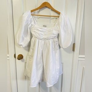 Abercrombie & Fitch Dress Size XS White Emerson Babydoll Poplin Puff Sleeve Mini
